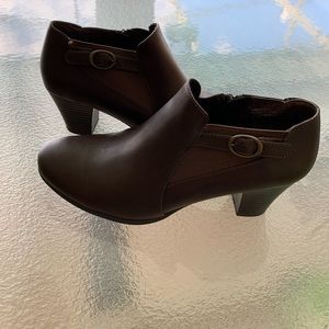 Brown Stacked Heel Booties